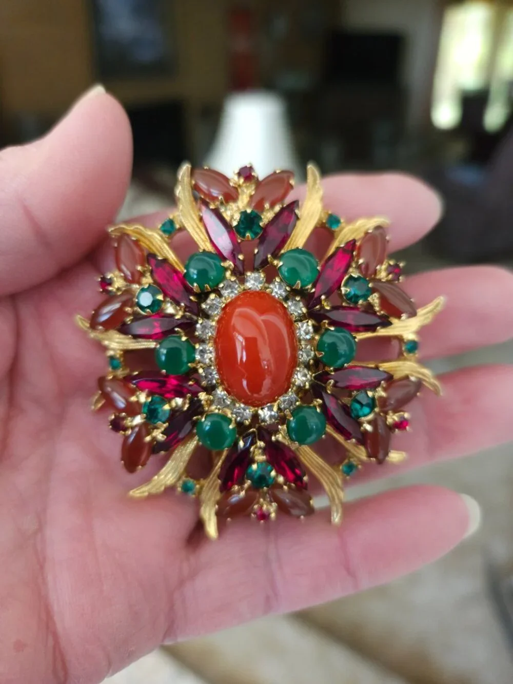 Vintage D&E Juliana Egyptian Revival Rhinestone Brooch Book Piece